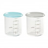 BEABA Lot de 2 Maxi Portions Tritan, Pot de conservation bébé, plastique premium - 2 x 240ml - Light blue/grey