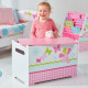 Coffre a Jouets Enfant en bois avec couvercle HelloHome Rose et Blanc