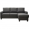 Canapé d'angle réversible SOON - Tissu anthracite - L 202 x P 144 x H 86 cm