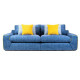 Canapé droit 3 places fixe - Tissu bleu - L 260 x P 109 x H 87 cm-  ALIX
