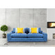 Canapé droit 3 places fixe - Tissu bleu - L 260 x P 109 x H 87 cm-  ALIX