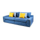 Canapé droit 3 places fixe - Tissu bleu - L 260 x P 109 x H 87 cm-  ALIX