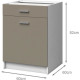 EXTRA - Meuble bas de cuisine 60cm 1 Tiroir - Gris Argile Mat
