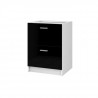 EXTRA - Meuble Casserolier de cuisine L 60cm 2 Tiroirs - Noir Laqué