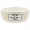 TYROL Gamelle en céramique 12 cm - 250 ml - Blanc et moutarde - Pour petit chien et chat