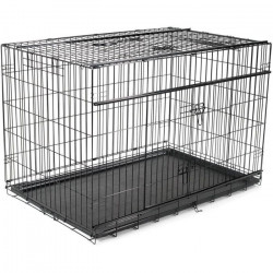 VADIGRAN Cage métallique pliable Premium - 122 x 76 x 84 cm - Noir - Pour chien