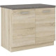 Meuble bas 2 portes battantes avec plan de travail - Décor chene sonoma - L 80 x P 51,6 x H 82 cm - LASSEN
