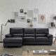 Canapé d'angle gauche - 3 places - Cuir et simili noir - Contemporain - NEWTON
