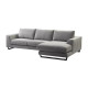 Canapé d'angle droit - Tissu gris chiné - Pieds en métal - L 296 x P 163 x H 82 cm - PALMAS
