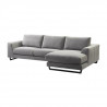 Canapé d'angle droit - Tissu gris chiné - Pieds en métal - L 296 x P 163 x H 82 cm - PALMAS