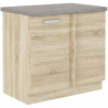 Meuble bas d'angle porte battante avec plan de travail - Décor chene sonoma - L 105 x P 51,6 x H 85 - LASSEN