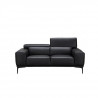 Canapé fixe 2 places JAKE - Cuir de vachette Noir- Style contemporain -tetieres ajustables  - L 182 x P 107 x H 91 cm