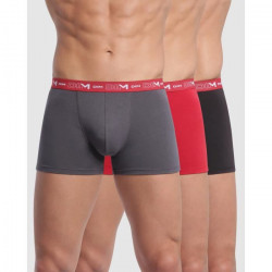 DIM Coton Stretch Boxer X3 Gris Plomb/Rouge Chili/Noir