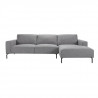 Canapé d'angle droit 4 places PRESTON -Tissu Gris clair - L 279 x P 96 x H 80 cm