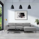 Canapé d'angle droit 4 places PRESTON -Tissu Gris clair - L 279 x P 96 x H 80 cm