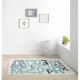TANUKI - Tapis ALPHABET 100x150 cm - 100% Coton - Lavage en machine - Fait a la main - Bleu