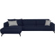 Canapé d'angle gauche - Tissu Bleu - L 290 x P 93/167 x H 74 cm - BUBBLE - Pieds métal