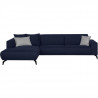 Canapé d'angle gauche - Tissu Bleu - L 290 x P 93/167 x H 74 cm - BUBBLE - Pieds métal