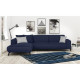 Canapé d'angle gauche - Tissu Bleu - L 290 x P 93/167 x H 74 cm - BUBBLE - Pieds métal