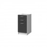 EXTRA - Meuble bas de cuisine 40cm 2 Tiroirs - Gris Mat