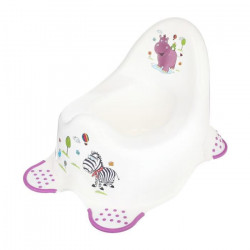 MILL'O BÉBÉ Vase de Nuit Blanc a Pieds Antidérapants Violet Décor Hippo