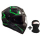 CGM Casque intégral 316G Match2 + Cagoule - Homme - Noir et vert