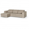 Canapé d' angle gauche 4 places convertible + coffre + 3 coussins de dos - Tissu beige biscuit - L 262 x P 183 x H 82 cm - SY…