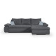 Canapé d'angle droit convertible 4 places - Tissu gris foncé et coussins bleu pastel - L 285 x P 171 x H 80 cm - CASERTO