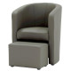 NUNO Fauteuil cabriolet + pouf en simili taupe - L 59 x P 63 x H 77 cm