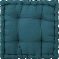 Coussin de sol en coton - 40 x 40 x 8 cm - Bleu canard