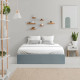 ECLIPSE Lit adulte 140 x 190 cm avec coffre de rangement - Simili Gris