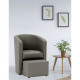 NUNO Fauteuil cabriolet + pouf en simili taupe - L 59 x P 63 x H 77 cm