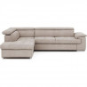 Canapé d'angle convertible gauche + coffre de rangement - Tissu Beige - L 287 x P 232 x H 79 cm - CORSA