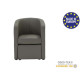 NUNO Fauteuil cabriolet + pouf en simili taupe - L 59 x P 63 x H 77 cm