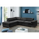 Canapé d'angle convertible gauche + coffre de rangement - Tissu Noir - L 287 x P 232 x H 79 cm - CORSA