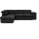 Canapé d'angle convertible gauche + coffre de rangement - Tissu Noir - L 287 x P 232 x H 79 cm - CORSA