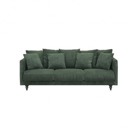 CONSTANCE Canapé droit fixe 4 places - Tissu vert - Classique - L 212 x P 93 cm