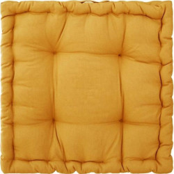 Coussin de sol en coton - 40 x 40 x 8 cm - Ocre