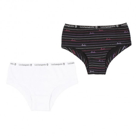 LULU CASTAGNETTE Lot de 2 Boxers Pocket Noir/Blanc Fille