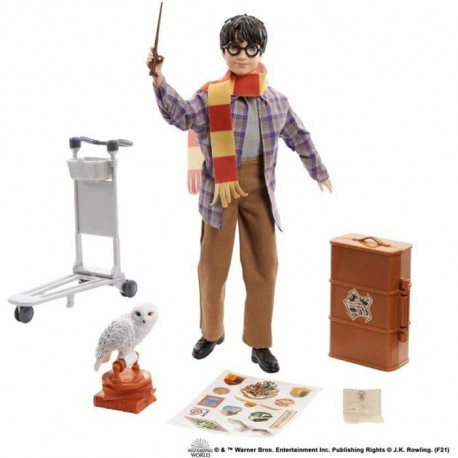 Harry Potter - Coffret Collector Quai 9 3/4, avec poupée et chouette Hedwige, bagages et accessoires - Poupée Mannequin - Des…