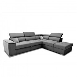 Canapé d'angle convertible réversible 5 places DAYTONA - Tissu Gris - Contemporain - L 275 x P 233 x H 76 cm