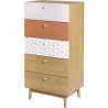 Chiffonnier GARDENA - Panneaux de particules et Bois massif - Bois et motifs  - 5 tiroirs - L 60 x P 40 x H 120 cm