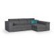Canapé d'angle droit 4 places convertible + coffre + 2 coussins déco - Tissu gris - L 274 x P 180 x H 81 cm - DENVER
