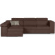 Canapé d'angle gauche 4 places convertible + coffre + 2 coussins déco - Tissu marron - L 274 x P 180 x H 81 cm - DENVER