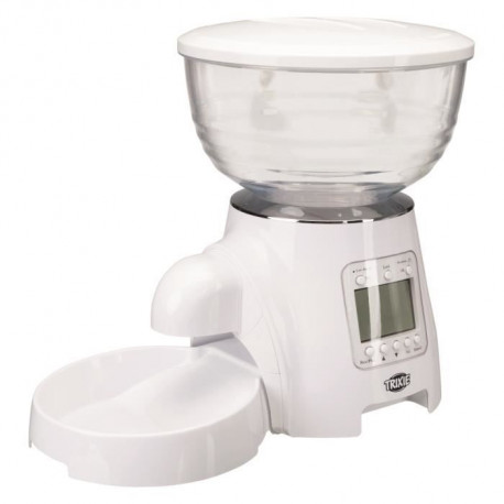 TRIXIE Distributeur automatique de nourriture TX7 - 5 L - 40 × 26 × 34 cm - Blanc - Pour chien