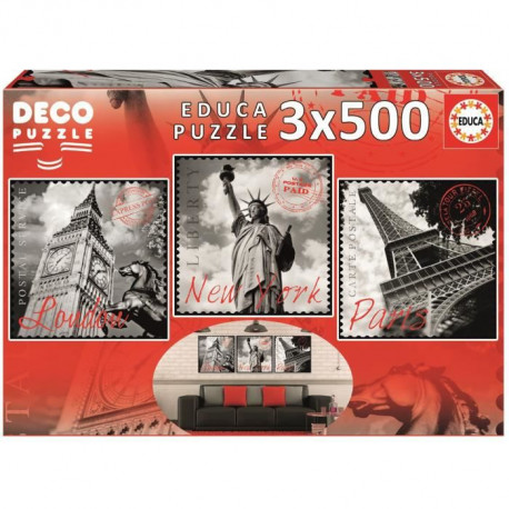 EDUCA - Puzzle 3X500 Grandes Villes