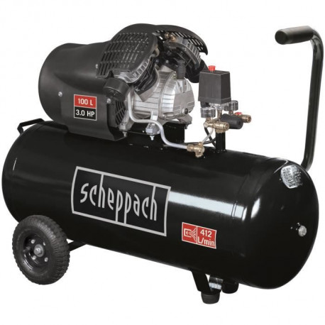 Compresseur d'air horizontal a double cylindres Scheppach HC110DC Black Edition - 100L - 2200 W - 10 bars - 3 CV