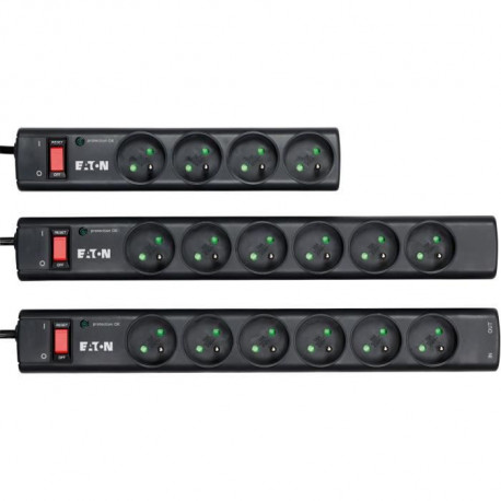 Multiprise/Parafoudre - Eaton Protection Strip 6 FR - PS6F - 6 prises françaises - Noir