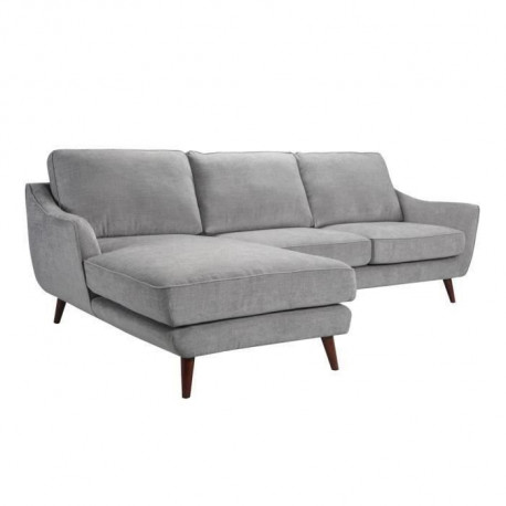 Canapé d'angle gauche - 4 places - Tissu gris - Scandinave - L 282 x P 92 x H 95 cm - DERBY