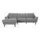 Canapé d'angle gauche - 4 places - Tissu gris - Scandinave - L 282 x P 92 x H 95 cm - DERBY